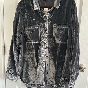 Anthropologie Pilcro Gray Velvet Shirt -  NWT